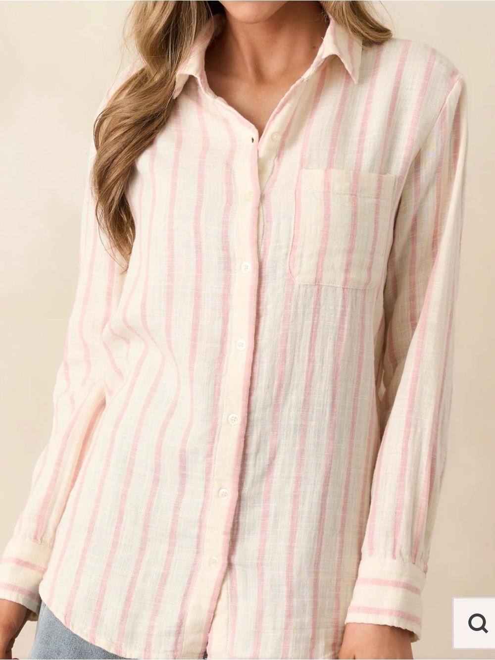 Z Supply Pink & Cream Striped Button-Up Shirt